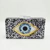 Boutique De FGG Evil Eye Acrylic Purse Women Black Evening Bags and Clutches Chain Shoulder Crossbody Bag Party Prom Clutch