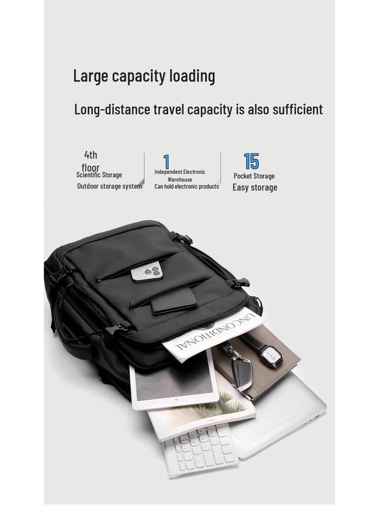 Men's Expandable Business Commute Laptop Backpack - Large Capacity Carry-On for Office & Travel.