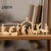 Holy Family Statue for Holiday 13Pcs Wooden Christmas Nativity Scene Set, Mini Figurines, Set Tabletop Manger Decorations Christan Indoor Home Mantel