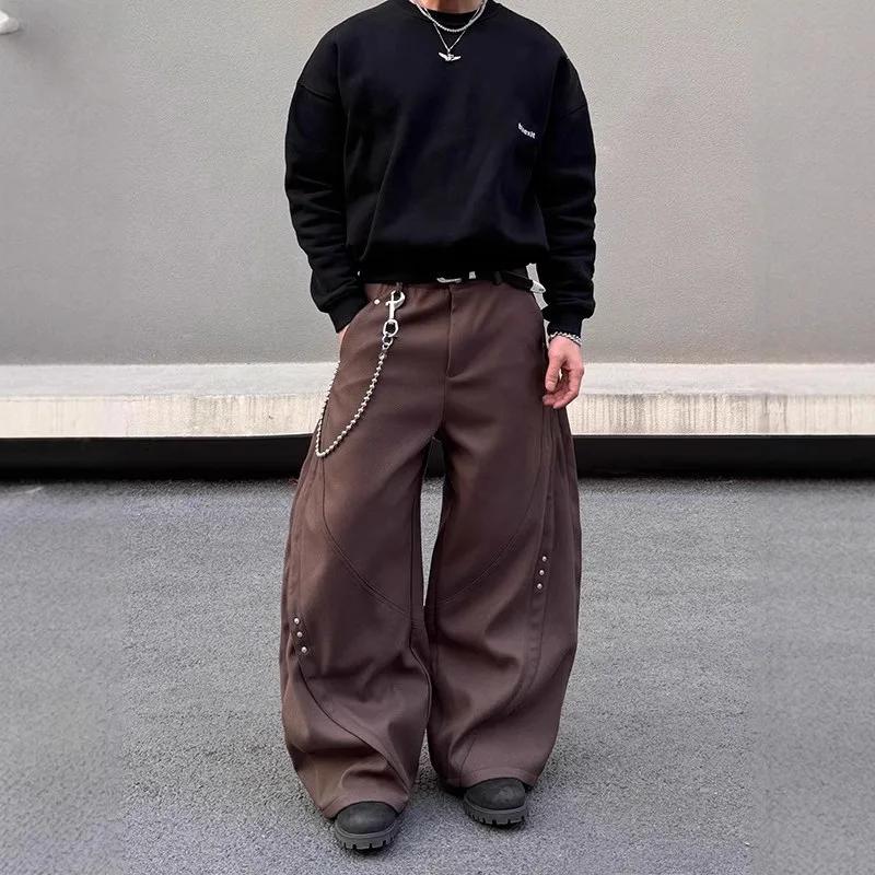 Casual Αμερικάνικο Ρεβέρ Τρουκς Cleanfit Μαύρο Μαχαίρι Δυτικό Παντελόνι Ανδρικό Φαρδύ Πόδι Casual Μακρύ Παντελόνι Μοντέρνα Μάρκα