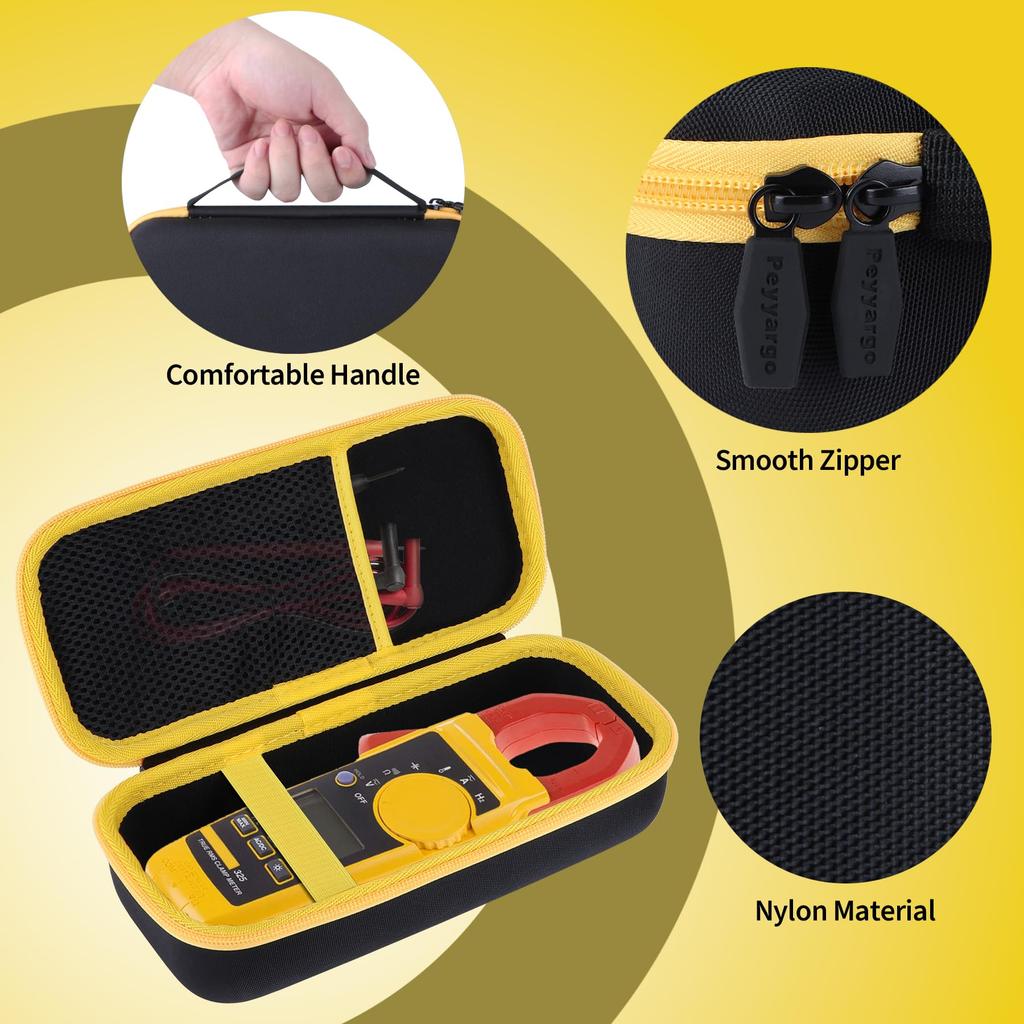 Peyyargo Storage Case Compatible with Fluke 323/324/325/302/303/305 Digital Clamp Meters/Multimeters (Black + Yellow)