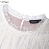 ZANZEA Women Fashion Embroidery Patchwork Casual Round Neck Short Sleeve Dress