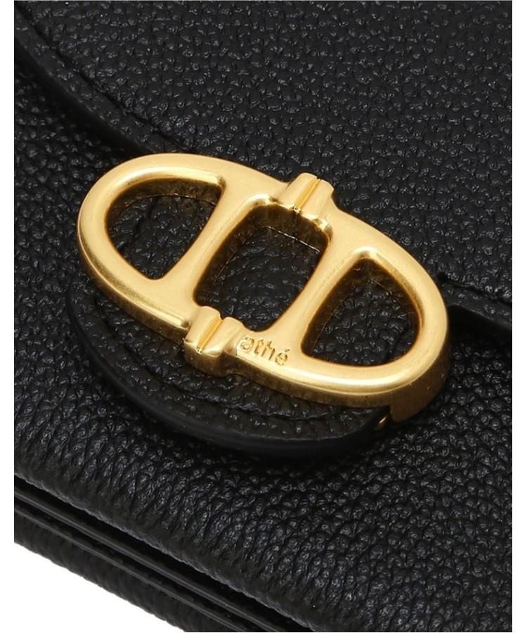 Athe Vanessabruno Black Shrunken Flap Accordion Card Wallet Aaho6E342Bk