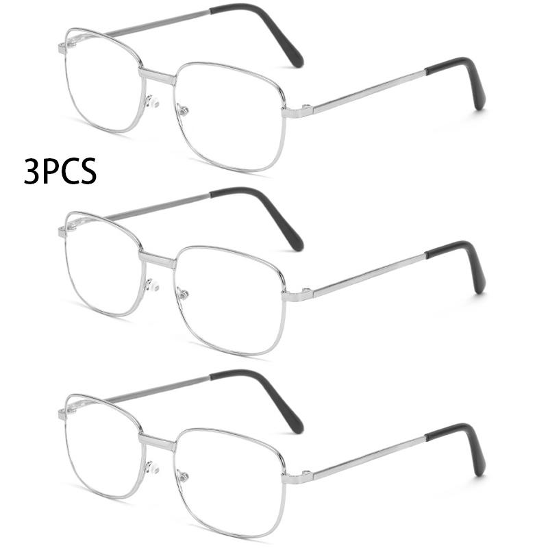 

3PCS Alloy Presbyopic Eyewear Men Metal Frame Reading Glasses Vintage Far-sighted Computer Diopter Eyeglasses +100 +150 to +400 3.5