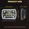 7 Inch Square-Shaped Headlight 45W With Aperture And Angel Eyes Dual Color For Off-road Trucks Near Far Vision Headlights