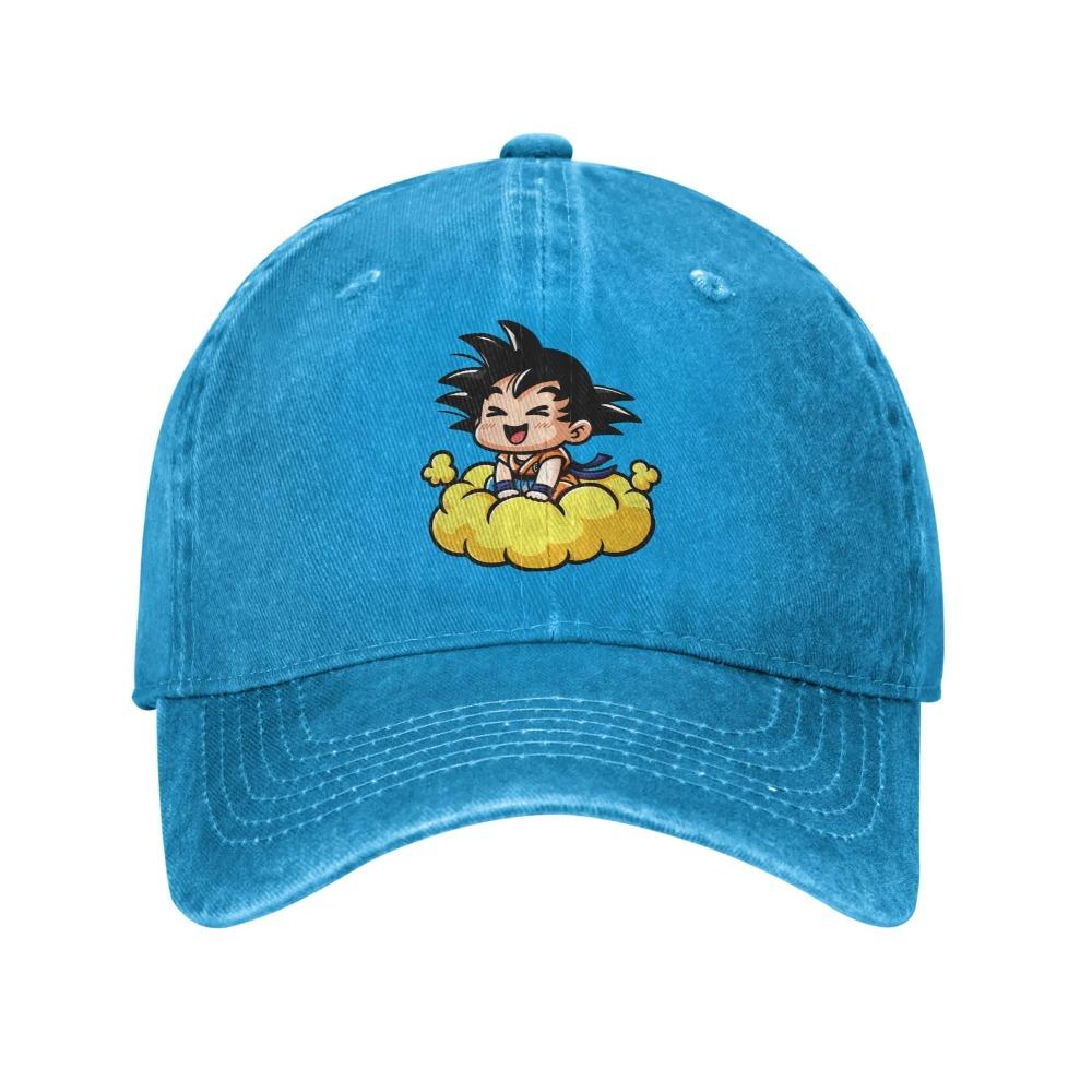 Casual Dragon Ball DBZ Goku Baseball Caps Unisex Distressed Cotton Sun Cap Cute Chibi All Seasons Travel Adjustable Fit Hats Cap