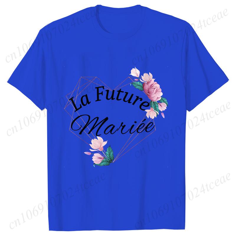 French Team Bride Squad T-shirt Flower Graphic Bridal Shower Wedding Tops Women Bachelorette EVJF Party Blouses Bridesmaid Tees