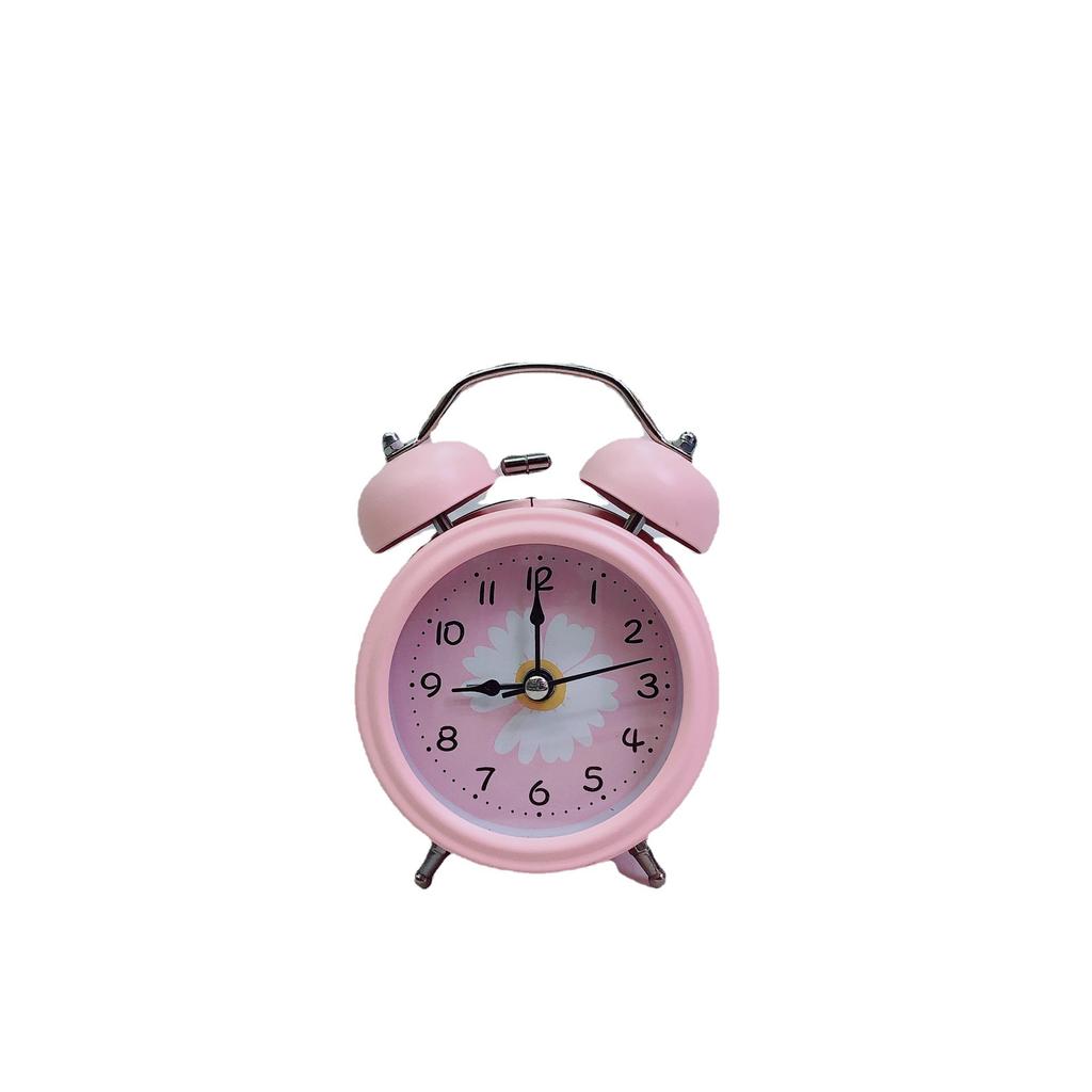 3-Inch Metal Craft Daisy Modern Bell Alarm Clock, Round Simple And Super Loud Noise