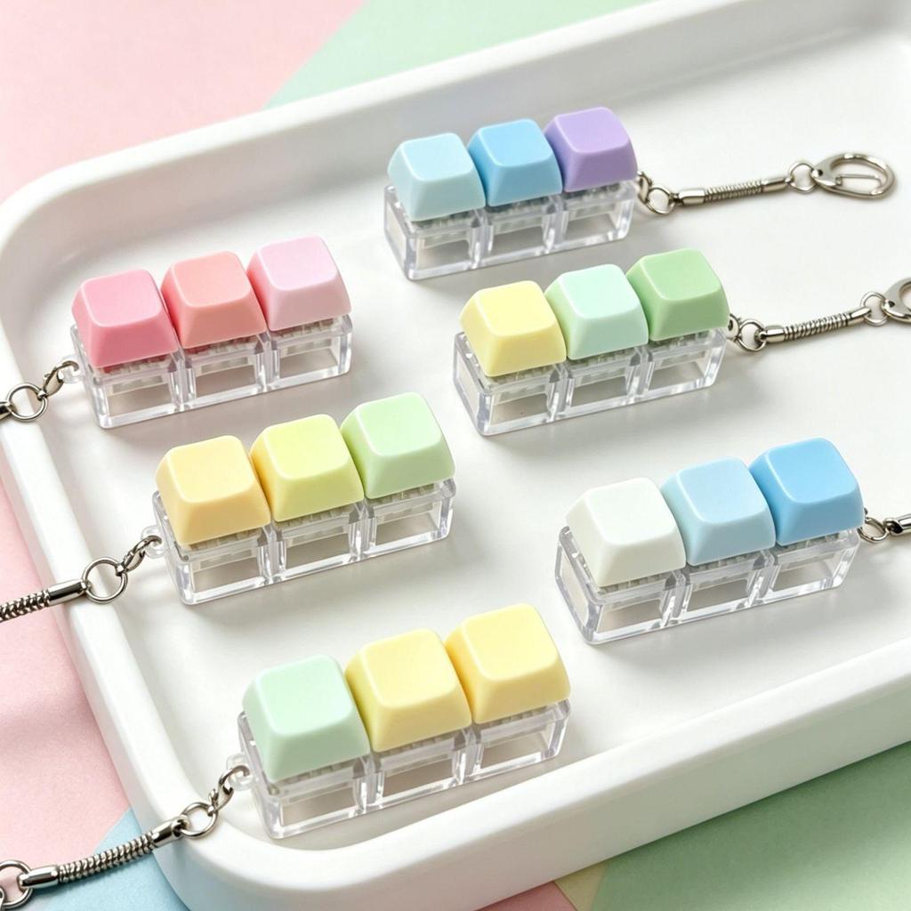 Sleutelhanger voor stressverlichting: Decompressie Kubus met Vier Knoppen & Toetsenbord Hanger