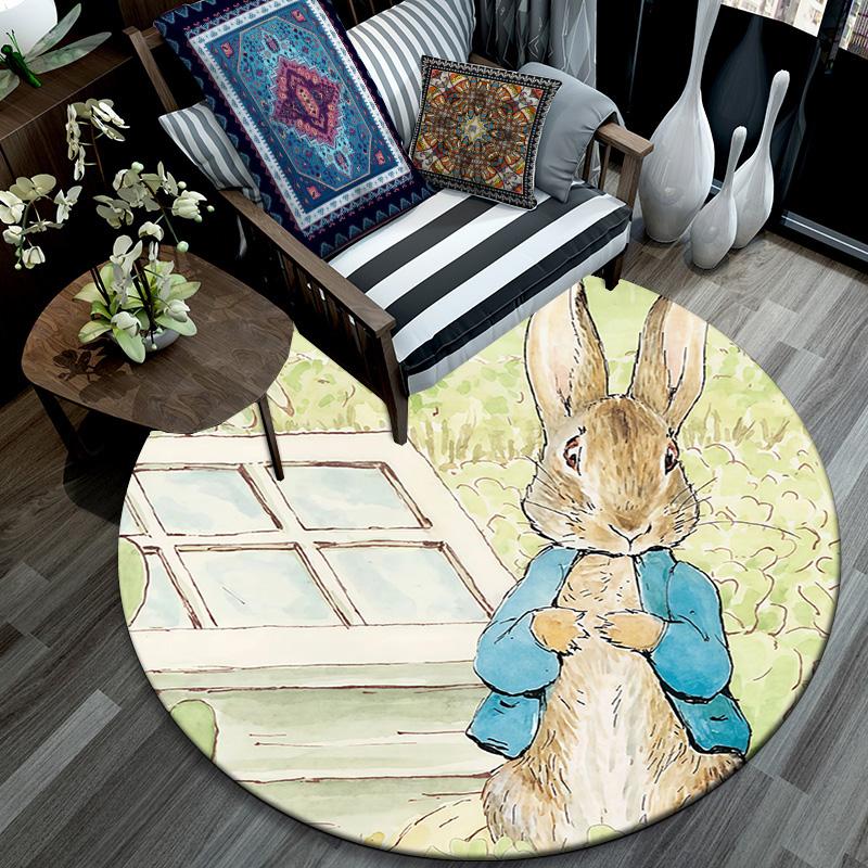 Tappeto Rotondo Peter Rabbit, Tappeto per Soggiorno Camera da Letto Divano Sala Giochi Decorazione, Tappetino Antiscivolo