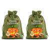 Handmade Style Party Bags 2Pcs Halloween Pumpkin Drawstring for Candy Treats, Retro Burlap Festival Totes Trick or Treat Bags, Portable Goodie