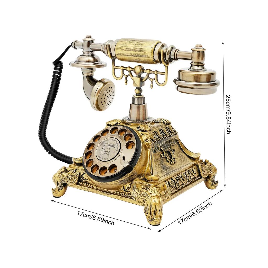 Retro Antique Home Landline Phone, Vintage Desktop Telephone with Dial, Retro Phone Suitable for Office and Café