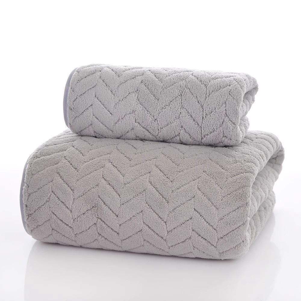 Wheat Ear Coral Fleece Towel Set: Soft, Quick-Drying, and Highly Absorbent Bath Towels for Home Use