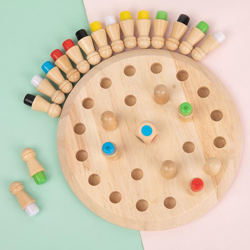 Wooden Color Memory Chess: Educational Game for Parent-Child Interaction and Concentration Training