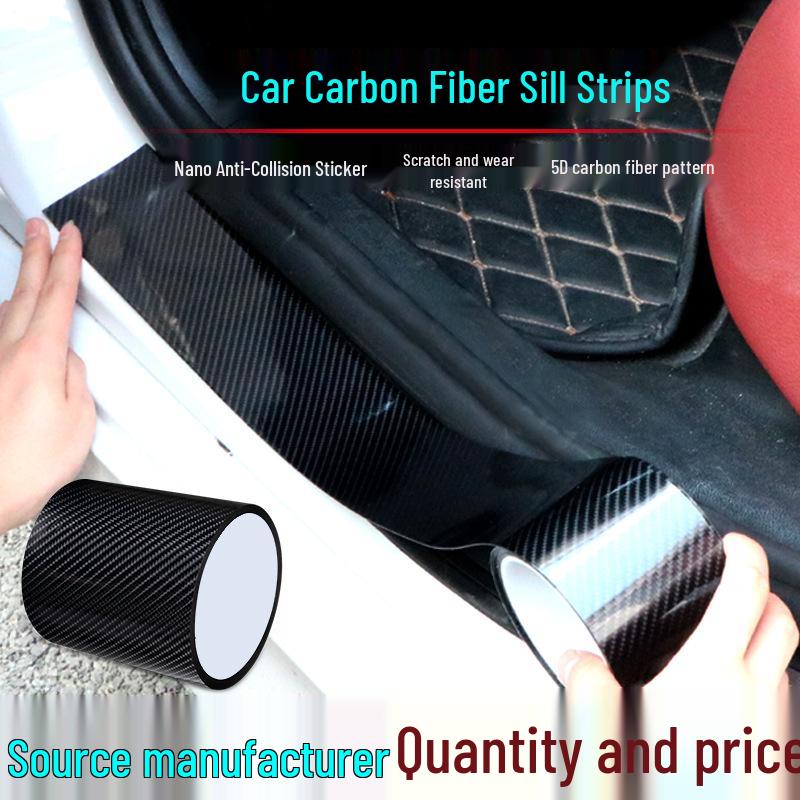 Universal 5D Carbon Fiber Anti-Collision & Anti-Kick Car Door Sill Protector Sticker