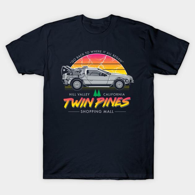 

Men Black Print T-shirt Back To The Mall - Retro 80S Sci Fi Movie No-Cut Transfer Paper Print Cotton Tshirt 3XL тёмно-синий