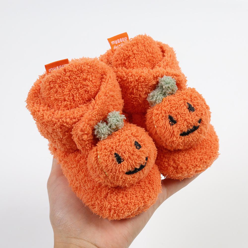 New Autumn/Winter Pumpkin Baby Toddler Shoes - Soft, Warm Cotton with Soft Sole (Model M2043) - Perfect for Halloween!