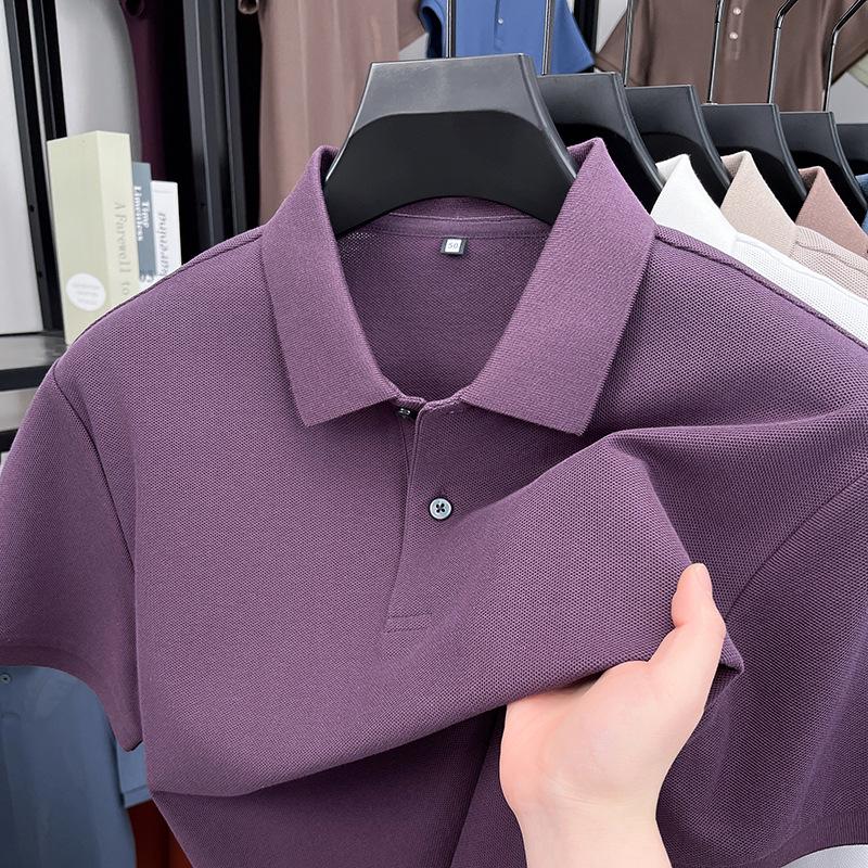 Men's Summer Casual 100% Pure Cotton Polo Shirt with Turn-Down Collar