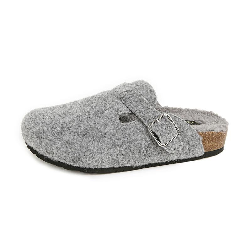 

~ A268 Тапочки на толстой подошве, цельные, с одним ремешком, термо- и бархатные, ленивые, с большой головой 43 светло-серый