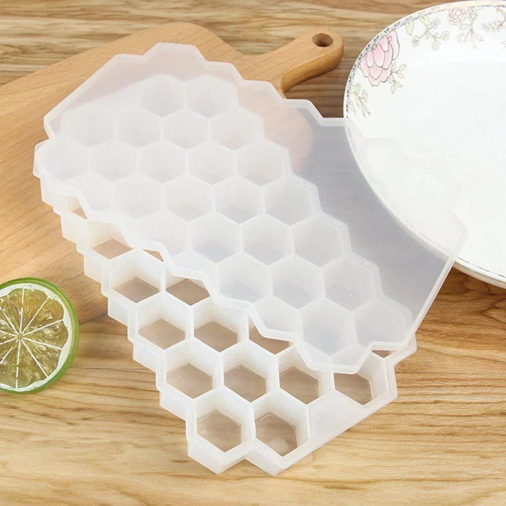 Silicone Honeycomb Shape Ice Cube Tray Silicone Ice Cube Maker Mold with Lids for Ice Cream Party Whiskey Cocktail Cold Drink