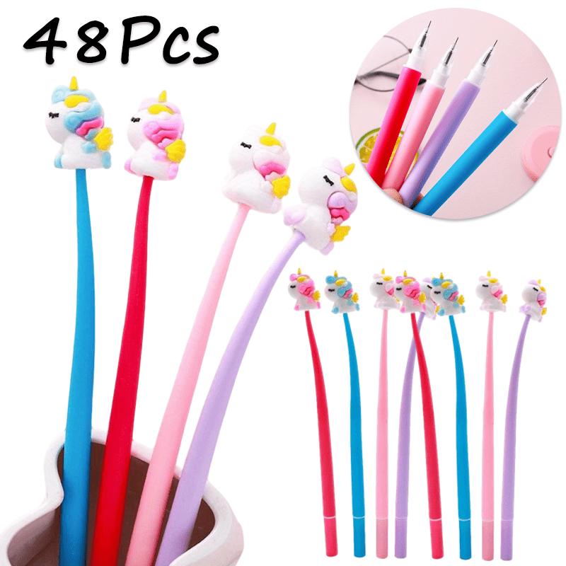 48Pcs 0.5mm Cute Unicorn Shape Neutral Pen, Cute Style Durable School Learn Water-based Pen for Awarding Student Prizes, Smooth Writing Office Supplie