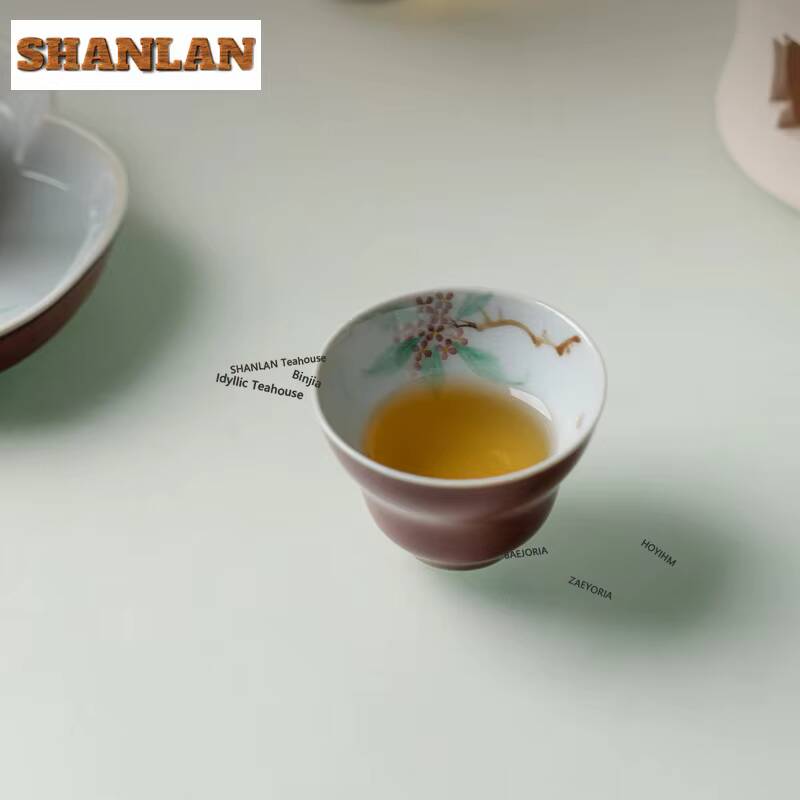 35ml Hand-painted Autumn Osmanthus Teacup Creative Tea Bowl Water Jug Tea-tasting Personal Cup Jianzhan Master Cups Drinkware
