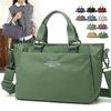 Solid Color Nylon Structured Tote Bag with Adjustable Shoulder Strap and Top Handles