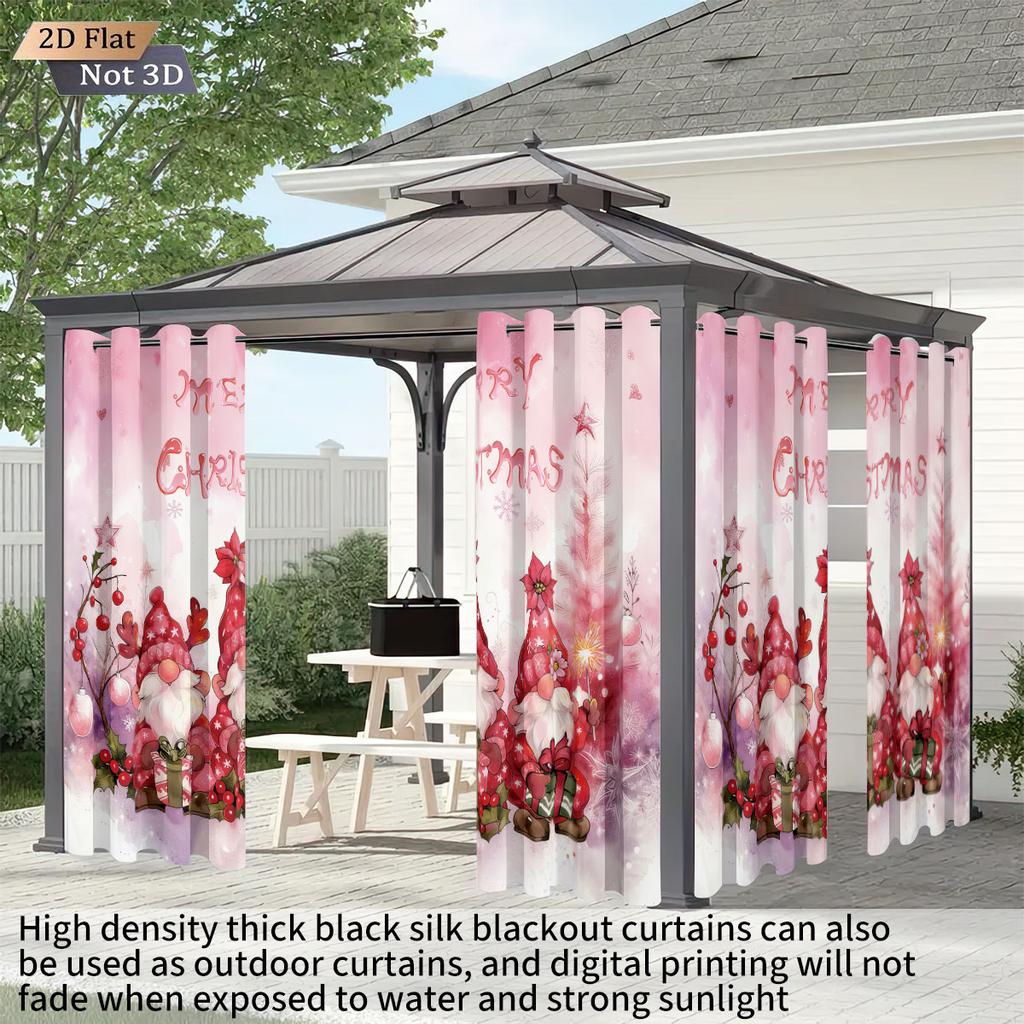2Pcs Pink Romantic Christmas Merry Christmas Goblin Print Blackout Curtains Multi Size Living Room Insulation Holiday Decoration