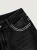Jeans Donna Vita Alta Lavaggio Scuro Tasca Ricamata Vestibilità Slim Micro-Svasati
