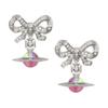 Vivienne Westwood Octavie Saturn Bow Shaped 3D Sphere Pendant Good Luck Recycled Silver Earrings Women earrings Aurora 8053195339167