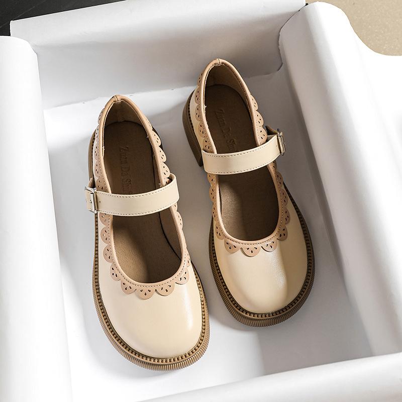 

Fashion IPPEUM Mary Janes Shoes Women Loafers PU Leather Size 42 Flats Shoes For Women Pumps 225 телесный