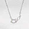 Cat And Fish Necklace Early Autumn Trend Cold Wind Hollow Cat Zircon Clavicle Chain Women'S Neck Chain