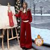 2026 Women's Red Zodiac Sports Set: Velvet Fur Hooded Sweatshirt & Cardigan