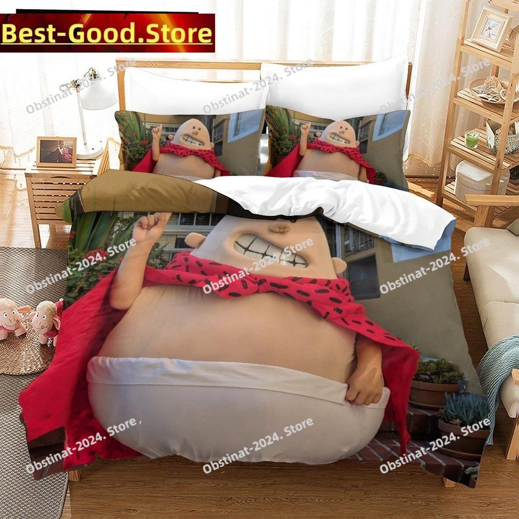 Fashion Cartoon Kawaii Captain Underpants Bedding Set Single Twin Full Queen King Size Bed Set Adult Kid Bedroom Duvetcover Sets