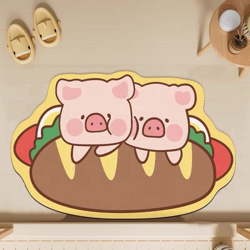 Lulu pig bathroom absorbent floor mat toilet diatom mud cushion non-slip quick-drying foot mat household door