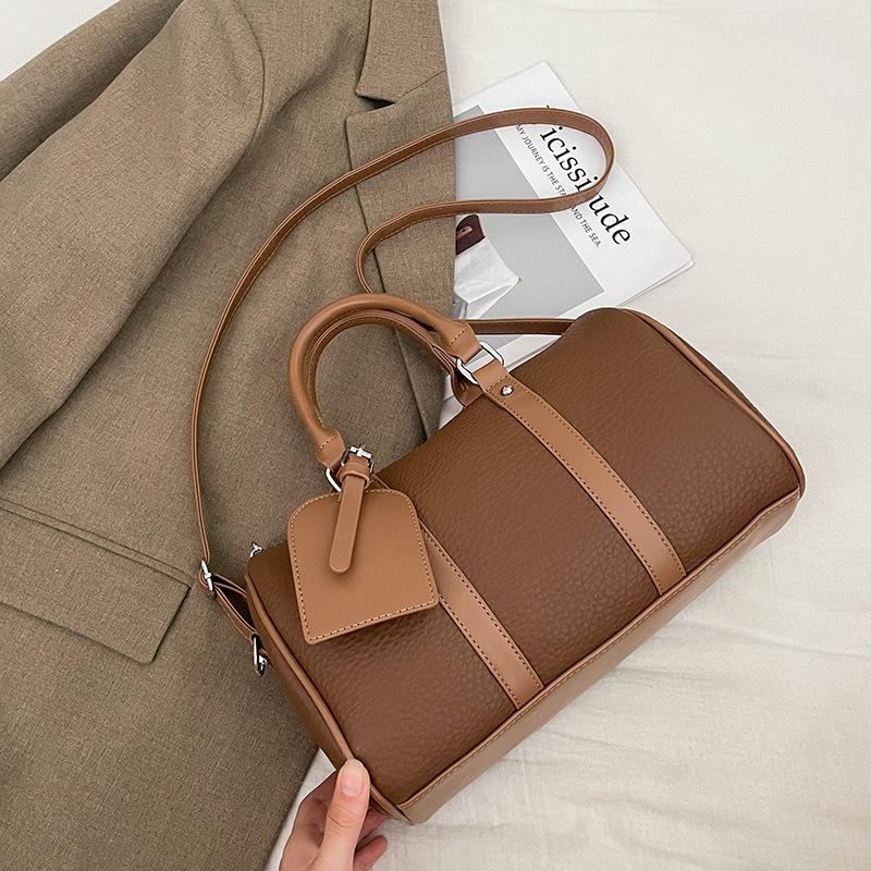 Retro Handbag Bag Women's New Fashion Contrasting Color Bowling Bag Simple Casual Shoulder Messenger Bag