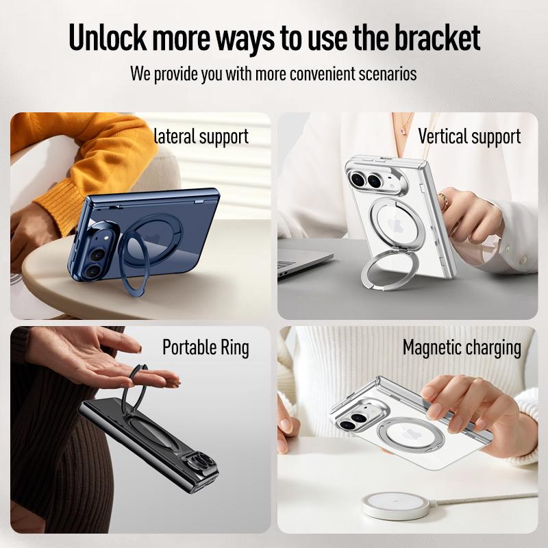 For iPhone Duo iPhone 18 Fold Case With Luxury Electroplating Hinge for Magsafe Magnetic Tempered Film Protection Cover Funda