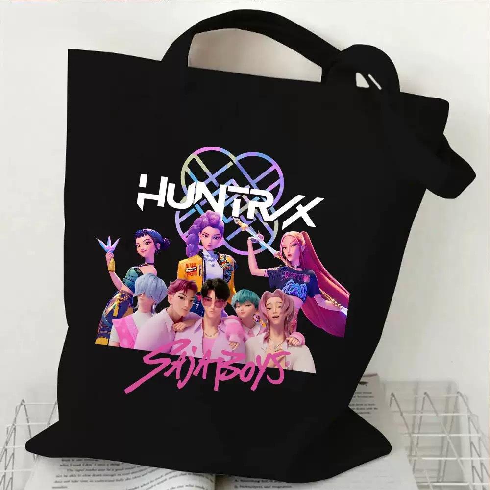 Kpop Witch Hunter Group Printed Canvas Bag Women's Handheld One-shoulder Fashion Student Canvas Bag Daily Shopping Bag