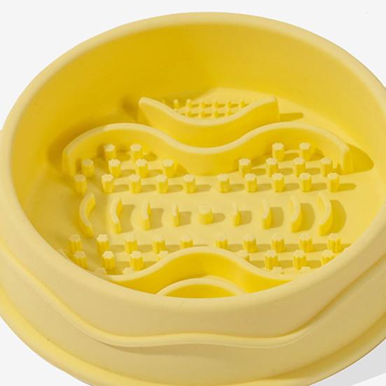 Pet Slow Feeder Bowl Silicone Dog Slow Eating Bowl with Double Handles Non-Slip Pet Feeding Dish with Suction Cups for Large Small Dogs Cats