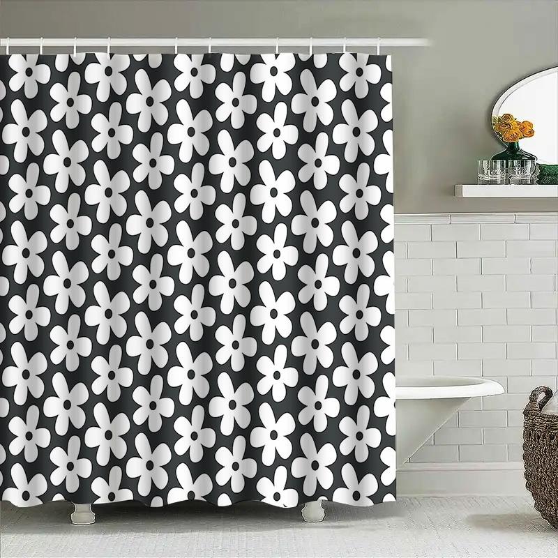 Floral Shower Curtain Botanical Bathroom Decor Vintage Flower Pattern Waterproof Fabric Liner Farmhouse Style Modern Washable Ba