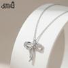 Effie Queen 925 Sterling Silver Bowknot Necklace Fashion Aesthetic Zircon Bow Pendant Choker Jewelry Daily Accessories SAPN63