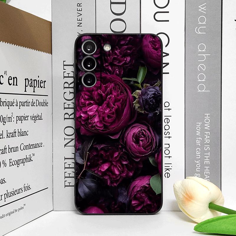 Stylish Black Rose Deep Purple Flower Phone Case for OnePlus 12 13 R 11 10 9 Pro Nord 4 2T CE5 CE3 CE2 ACE2 ACE3 Art Soft Cover
