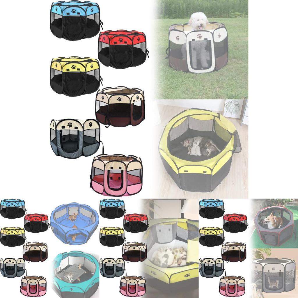 Pet Octagon Cage Tent With Collapsible Design For Cats And Dogs Storage Shelter