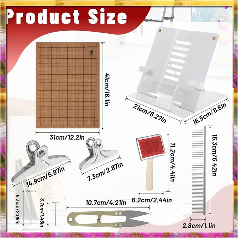 Aug. Adjustable Macrame Tool Holder(108 Pcs), Double Sided Grids, Scissors Ruler For Braiding Bracelets Creation Supplies
