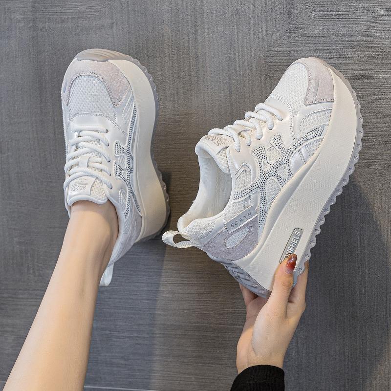 Small Shoes Spring and Autumn New Fashion Casual Mesh Breathable Thick Sole Height Increase Women's Shoes