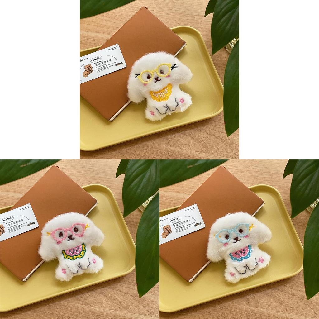 Cute Dog Plush Keychain With Glasses For Kids Gift And Bag Decor