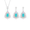 Jewelry Copper Bottom Gold-Plated Simulation Paraiba Inlaid Pendant Ring Set Female 8 * 12