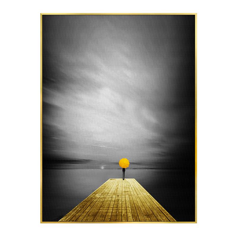 Modern Svart Vit Reseaffisch Gula ballonger Landskap Dekorativa målningar Nordisk Canvas Väggkonst Bilder Rum Heminredning