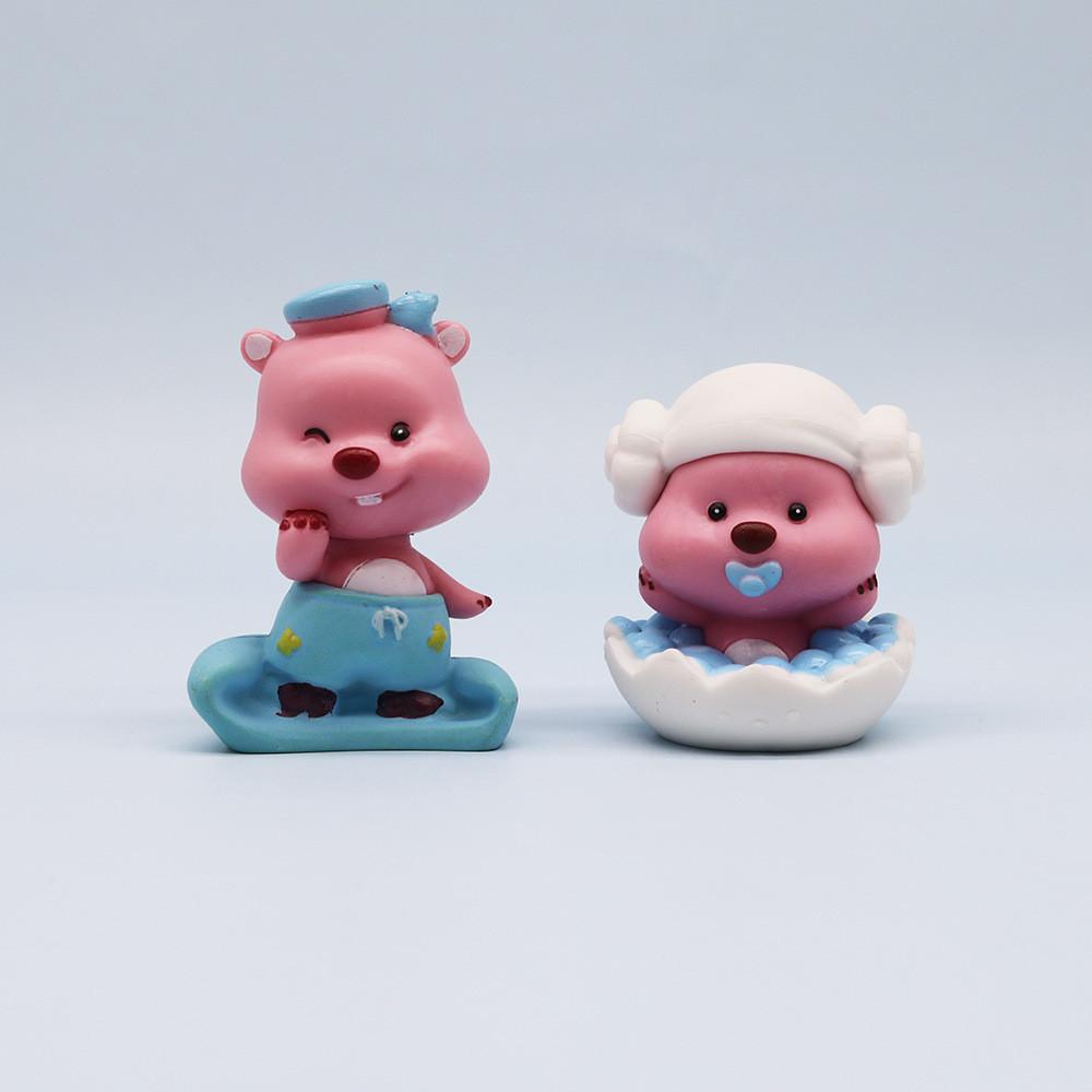Lovely Pink Little Seal Figurine Baby Girl Gift Pvc Material 7cm Cute Little Beaver Doll Figurine Gift