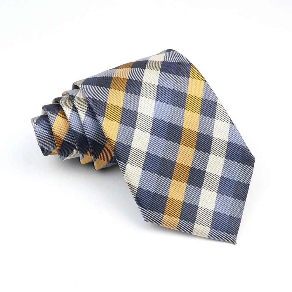 Krawat męski krawat w kratę zielony fioletowy niebieski krawat ślubny biznesowy kołnierzyk dla pana młodego akcesoria prezent